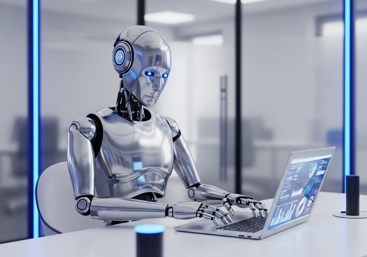 AI Robot with Laptop